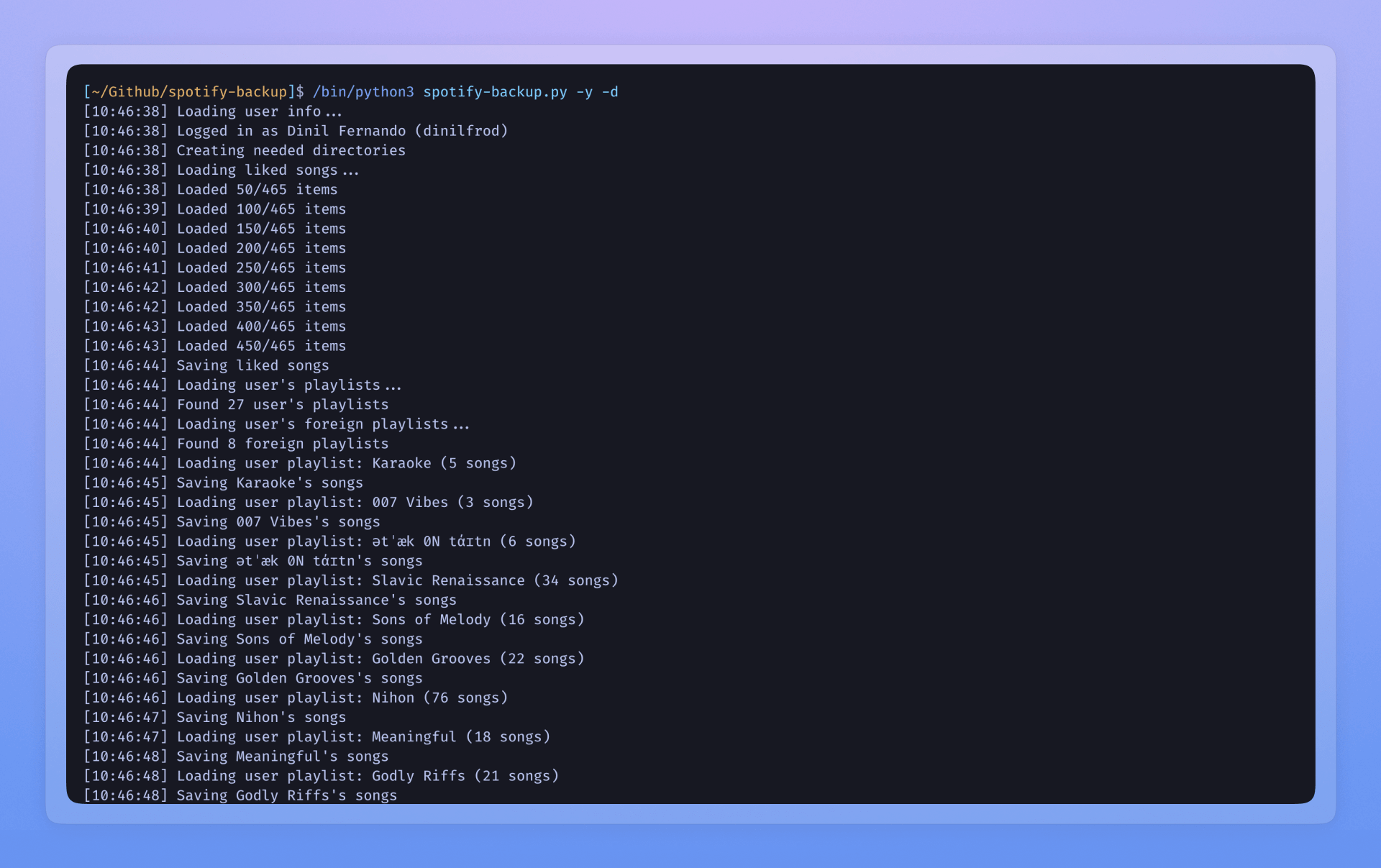 Spotify-backup